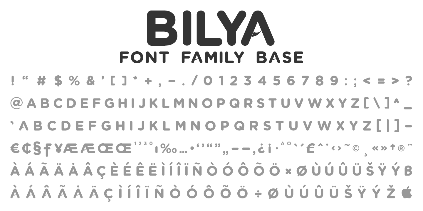 Przykład czcionki Bilya Layered BASE